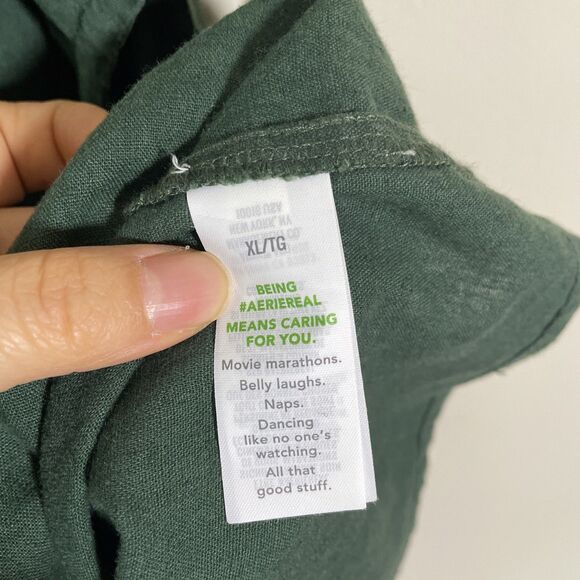 Aerie Women's Mini Sundress Cut Out Linen Blend Smocked Square Neck Size XL NWT - Picture 7 of 9